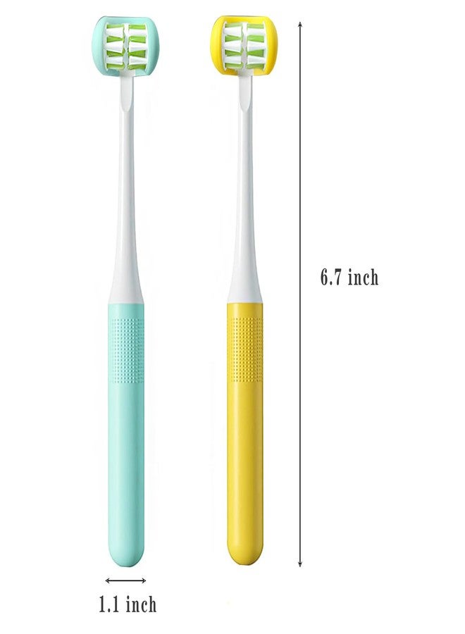 FOREVIVE 2 Pieces 3 Sided Toddler Toothbrush, Three Bristles for Kids Toothbrush, Autism Soft Bristles,Soft and Gentle for Complete Tooth and Gum Care(C1（Blue+Yellow） Kids) - Image 4
