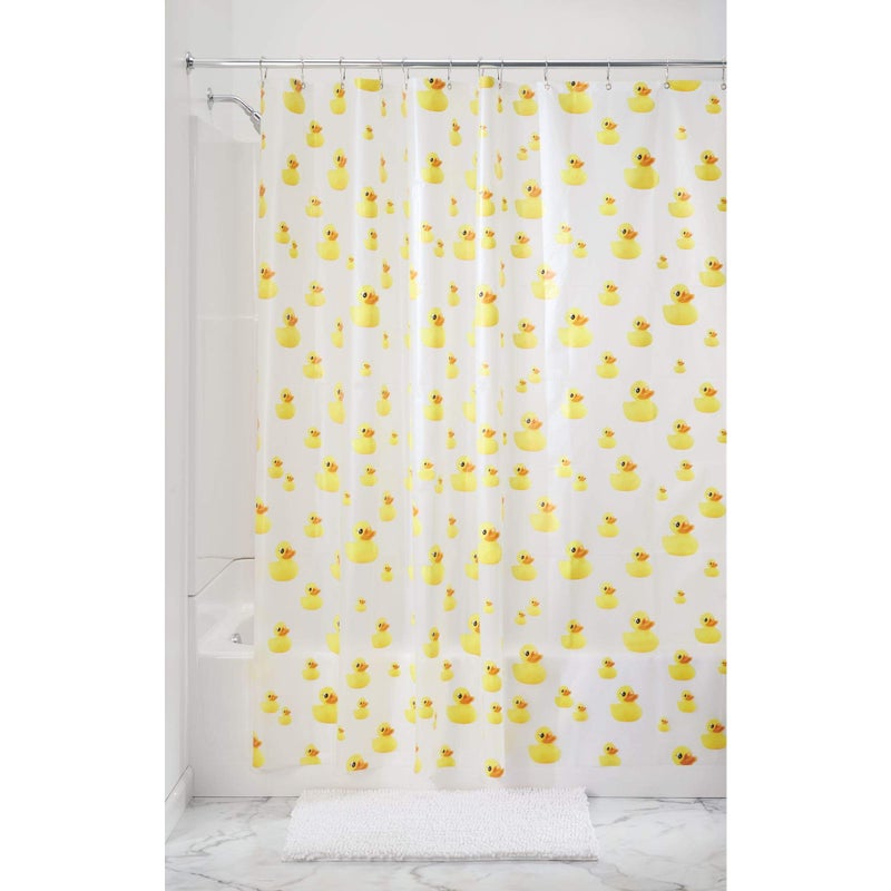 InterDesign iDesign PEVA Plastic Ducks Shower Curtain, PVC-Free Waterproof Liner for Kids', Guest, College Dorm, Master Bathroom, Polyethylene_vinyl_acetate, 72" x 72", Yellow and Orange - Image 2