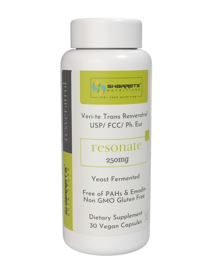 Sharrets Resonate 250Mg - Trans Resveratrol Supplement, 30 Vegan Capsules- Swiss-Crafted Ingredients For Optimal Health  - Image 1