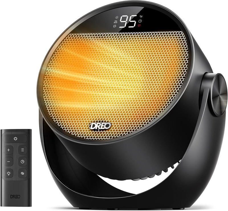 Dreo Space Heater 1500W, 60° Adjustable Tilt, 10.5ft/s Portable Electric Heaters for Indoor Use with Thermostat, 8 Safety Protections, 3 Modes, Remote, Quiet Desk Heater for Bedroom, Office, Black - Image 1