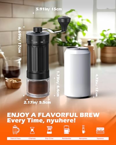 Rsoilch Manual Coffee Grinder With Ceramics Burr For Espresso,French Press,40 Adjustable Settings,Portable Hand Coffee Bean Mill For Home Use and Camping Travel,Coffee Bean Grinders With Hand Crank - Image 3