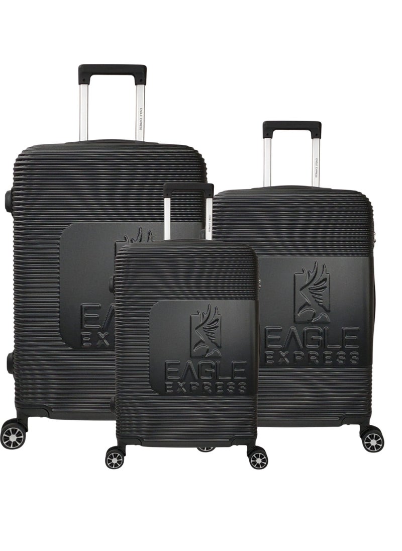 Eagle Express HORIZONE ABS HARD TROLLEY 20,24,28 inch 3 Piece Set BLACK  - Image 1