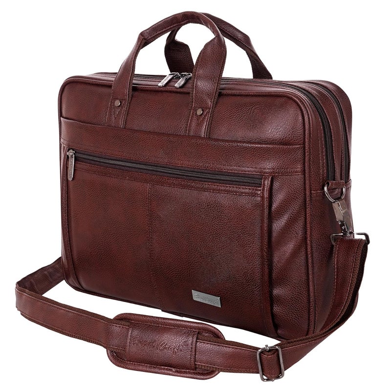 Hard Craft Messenger Office Laptop Bag for Men PU Leather Business Executive Briefcase Laptopbags Corporate Official Sling Side Shoulder File HandBag for Man Supports Laptop Upto 15.6 inches - Image 1