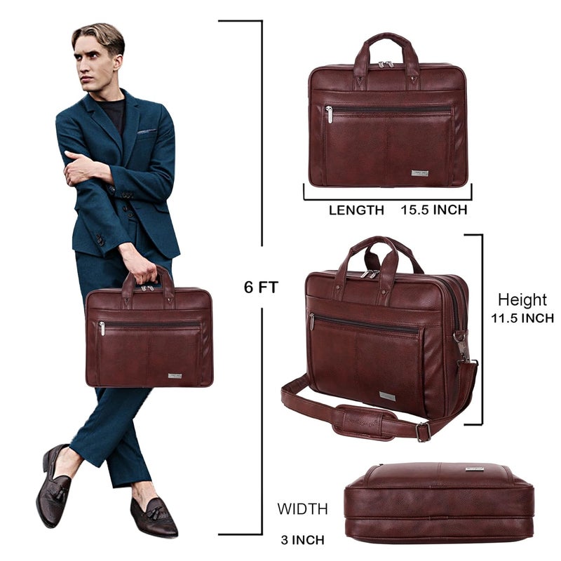 Hard Craft Messenger Office Laptop Bag for Men PU Leather Business Executive Briefcase Laptopbags Corporate Official Sling Side Shoulder File HandBag for Man Supports Laptop Upto 15.6 inches - Image 5
