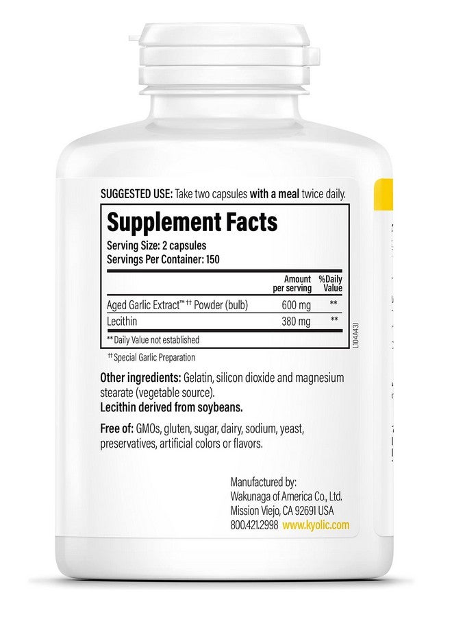 Kyolic Aged Garlic Extract Formula 104 Cholesterol Health, 300 Capsules (Packaging May Vary) - Image 3