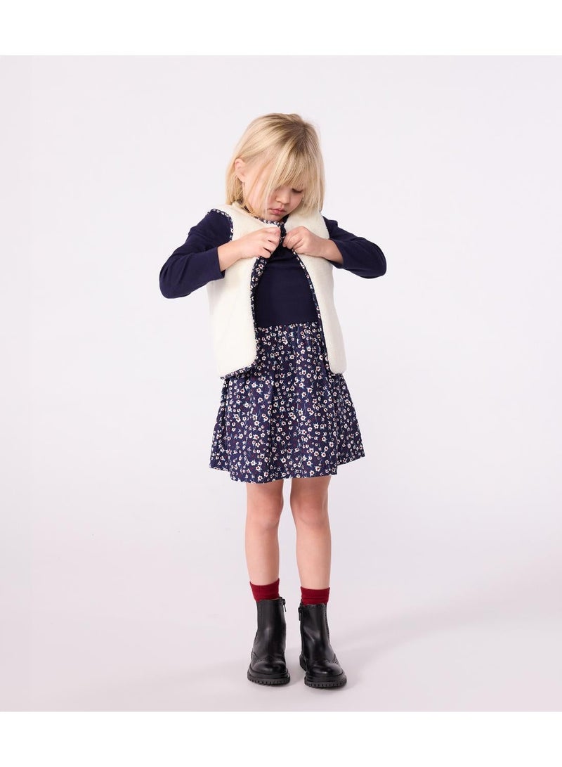 Petit Bateau Children's sleeveless cardigan in printed cotton poplin and sherpa - Image 3