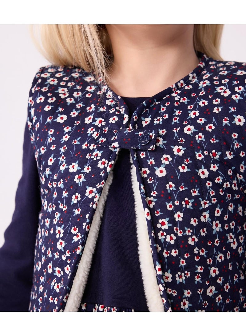 Petit Bateau Children's sleeveless cardigan in printed cotton poplin and sherpa - Image 4