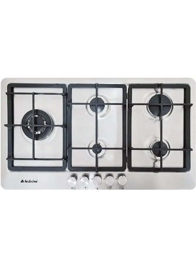 Turboline TL90GVF5LBX, Built‑In Gas Hob, 90 cm, 5 Burners, Stainless Steel - Image 2