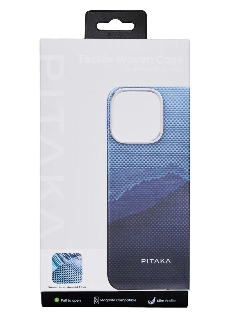 PITAKA - Tactile Woven Ultra Slim Case for iPhone 16 Pro Max with Raised Camera Lip / Woven Touch / Compatible with MagSafe / Drop and Damage Protection - Over the Horizon - Image 1