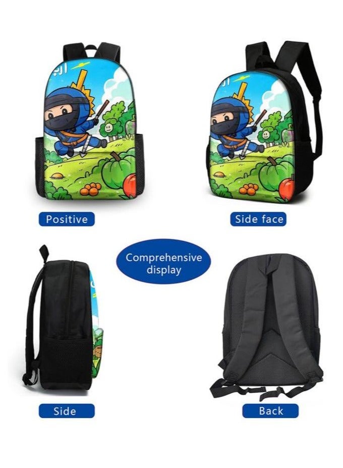 Cartoon three-piece schoolbag with front pocket - 641  - Image 3