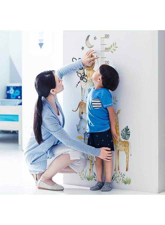 إيروريكس ملصق حائط ذاتي اللصق على شكل مخطط نمو الطول والكرتون للأطفال، ملصق حائط على شكل حيوانات الغابة، قابل للتقشير واللصق، ديكور فني للحائط على شكل سحب بيضاء للشمس لغرفة نوم الأطفال وغرفة المعيشة، مقاس 50 إلى 150 سم - Image 2