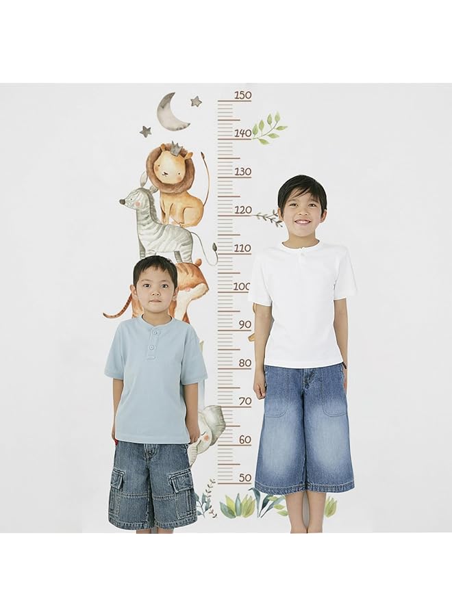 إيروريكس ملصق حائط ذاتي اللصق على شكل مخطط نمو الطول والكرتون للأطفال، ملصق حائط على شكل حيوانات الغابة، قابل للتقشير واللصق، ديكور فني للحائط على شكل سحب بيضاء للشمس لغرفة نوم الأطفال وغرفة المعيشة، مقاس 50 إلى 150 سم - Image 3