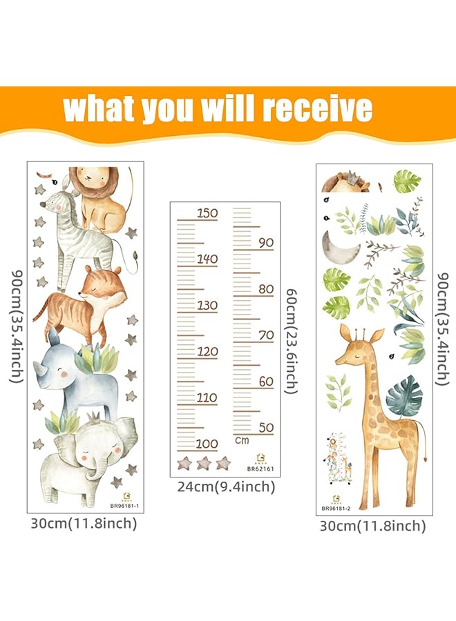 إيروريكس ملصق حائط ذاتي اللصق على شكل مخطط نمو الطول والكرتون للأطفال، ملصق حائط على شكل حيوانات الغابة، قابل للتقشير واللصق، ديكور فني للحائط على شكل سحب بيضاء للشمس لغرفة نوم الأطفال وغرفة المعيشة، مقاس 50 إلى 150 سم - Image 4