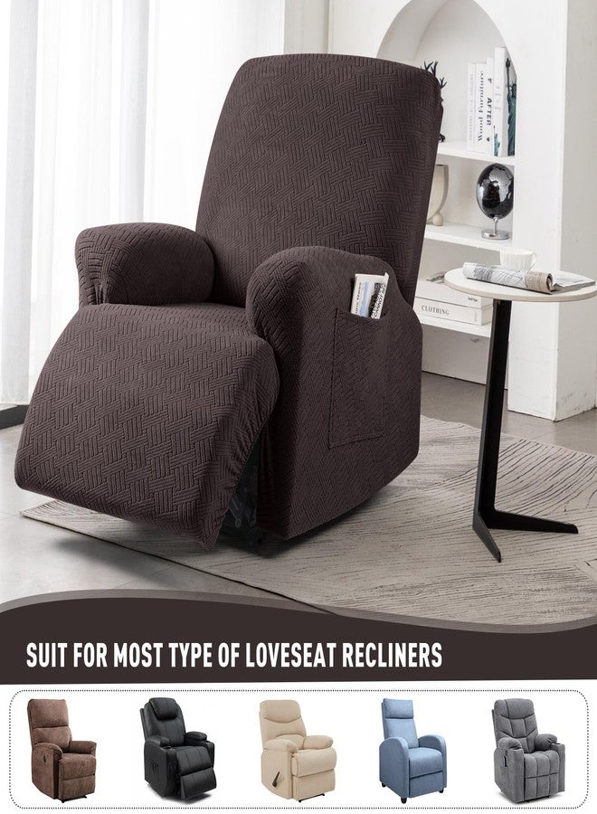 KinCam Recliner Covers, Stretch Reclining Chair Covers, Recliner Sofa Slipcovers Stripe Jacquard Recliner Couch Covers Furniture Protector Covers for Pet Kid (1 Seater, Chocolate) - Image 5