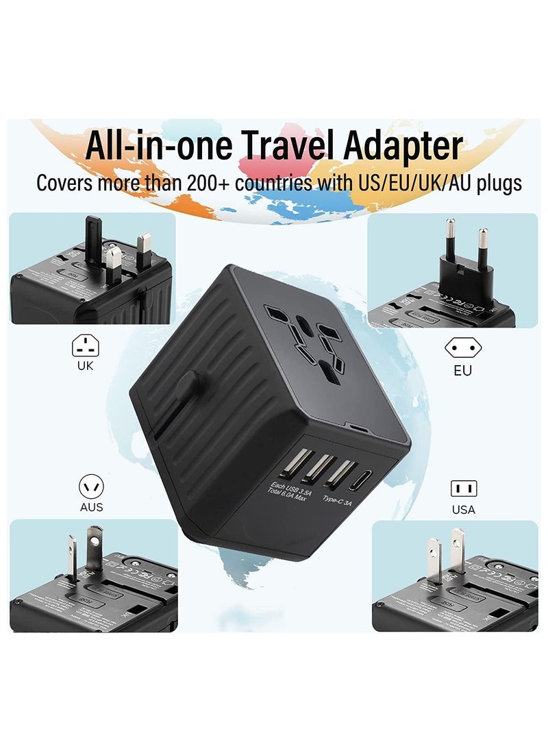 ماركة غير محددة Travel Adapter, Universal Power Adapter Worldwide All in One with USB C+ 3 USB Ports  - Image 2