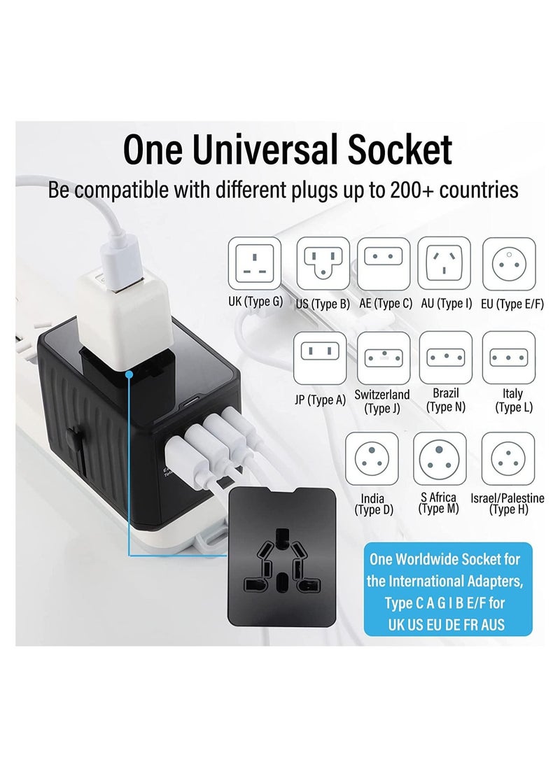 ماركة غير محددة Travel Adapter, Universal Power Adapter Worldwide All in One with USB C+ 3 USB Ports  - Image 4