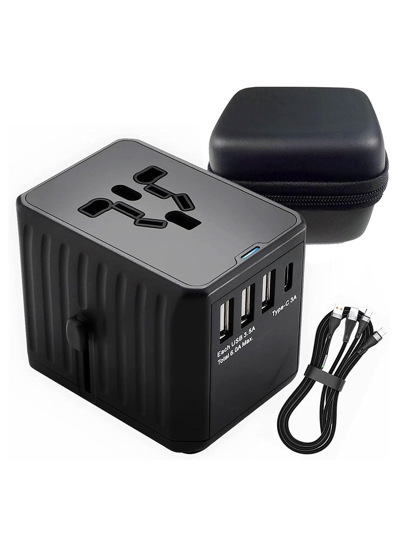 ماركة غير محددة Travel Adapter, Universal Power Adapter Worldwide All in One with USB C+ 3 USB Ports  - Image 1