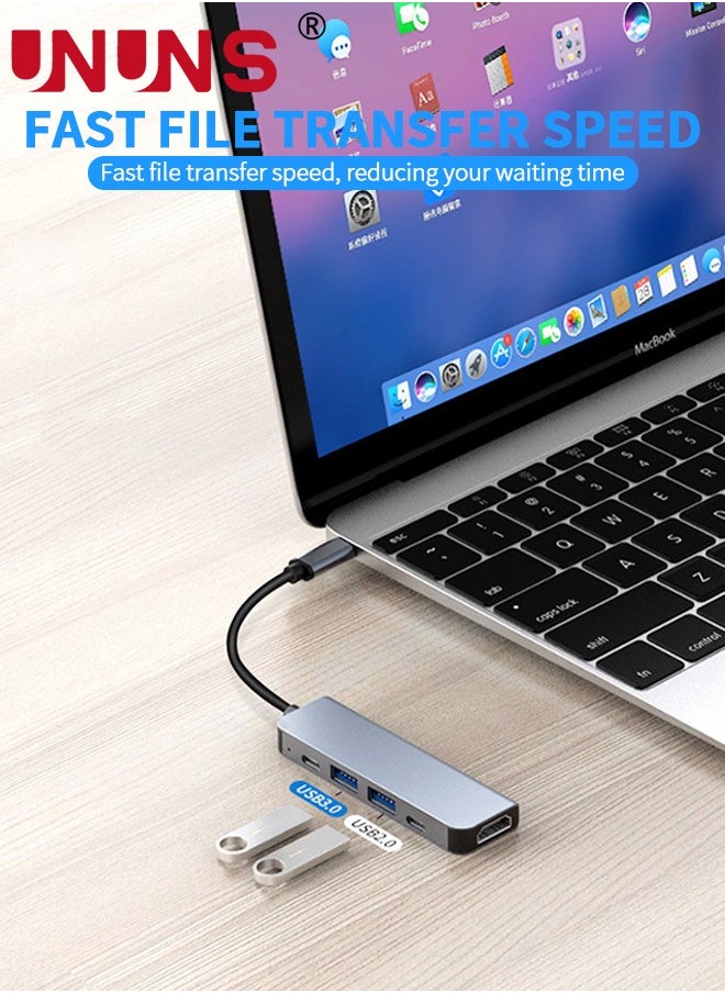UNUNS - USB C Hub,5-in-1 Multiport Adapter With 4K HDMI,100W PD,USB3.0,USB2.0,Type-C,Hub Dongle For iPhone 15/Plus/Pro/Pro Max,MacBook Pro/Air,XPS,Other USB C Devices - Image 1
