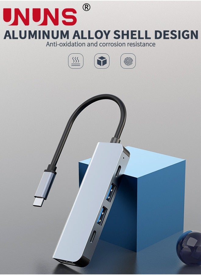 UNUNS - USB C Hub,5-in-1 Multiport Adapter With 4K HDMI,100W PD,USB3.0,USB2.0,Type-C,Hub Dongle For iPhone 15/Plus/Pro/Pro Max,MacBook Pro/Air,XPS,Other USB C Devices - Image 1