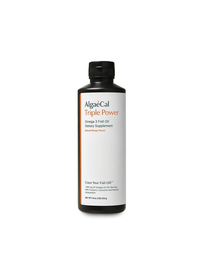 ALGAECAL - Triple Power 1200Mg Epa And Dha Omega 3 Fish Oil Supplement Supporting Brain Heart And Bones Liquid Emulsion Mango Taste One Month Supply Burpfree - Image 1
