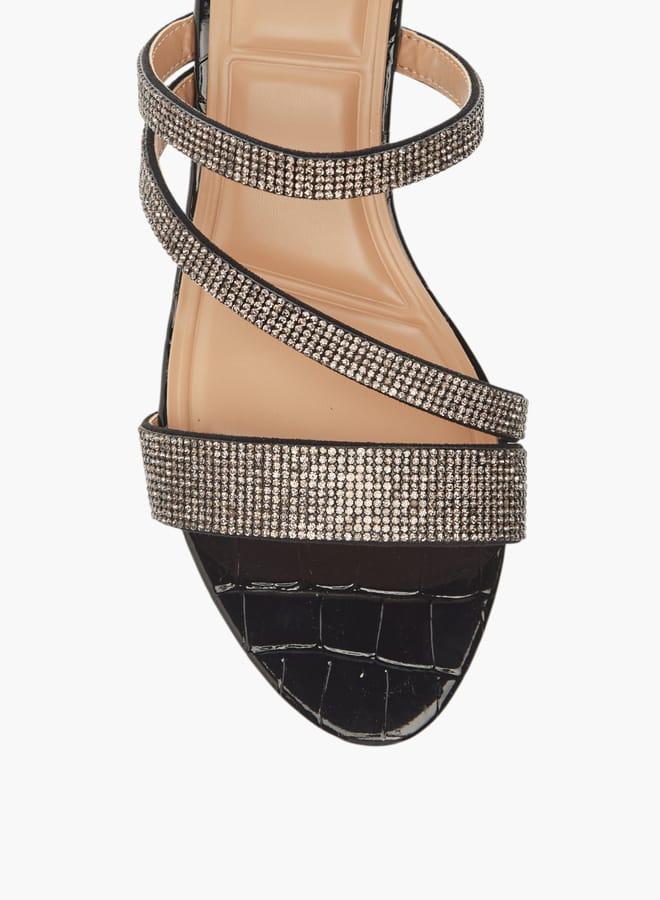 سيليست صنادل نسائية بكعب ويدج بحزام مرصع سهلة الارتداء - Image 4