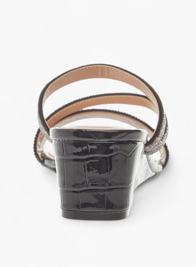 سيليست صنادل نسائية بكعب ويدج بحزام مرصع سهلة الارتداء - Image 5