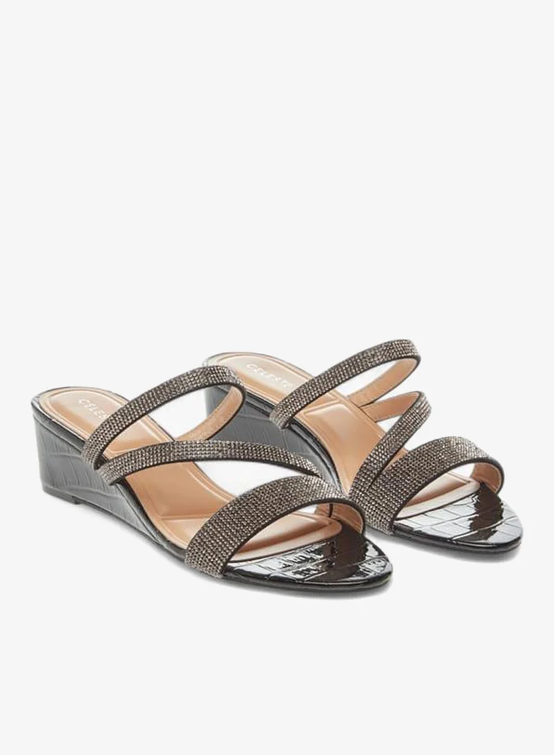 سيليست صنادل نسائية بكعب ويدج بحزام مرصع سهلة الارتداء