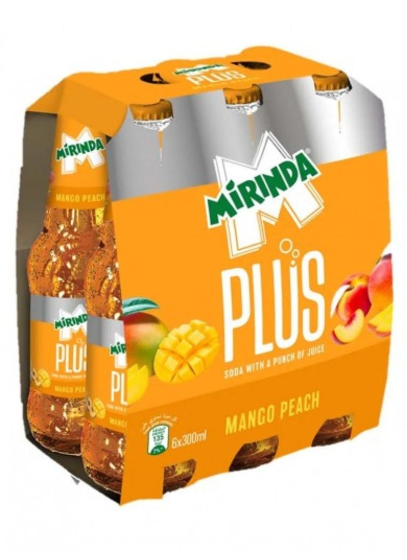 Mirinda Plus Sparkling Mango & Peach Bottle 6 x 300ml - Image 1