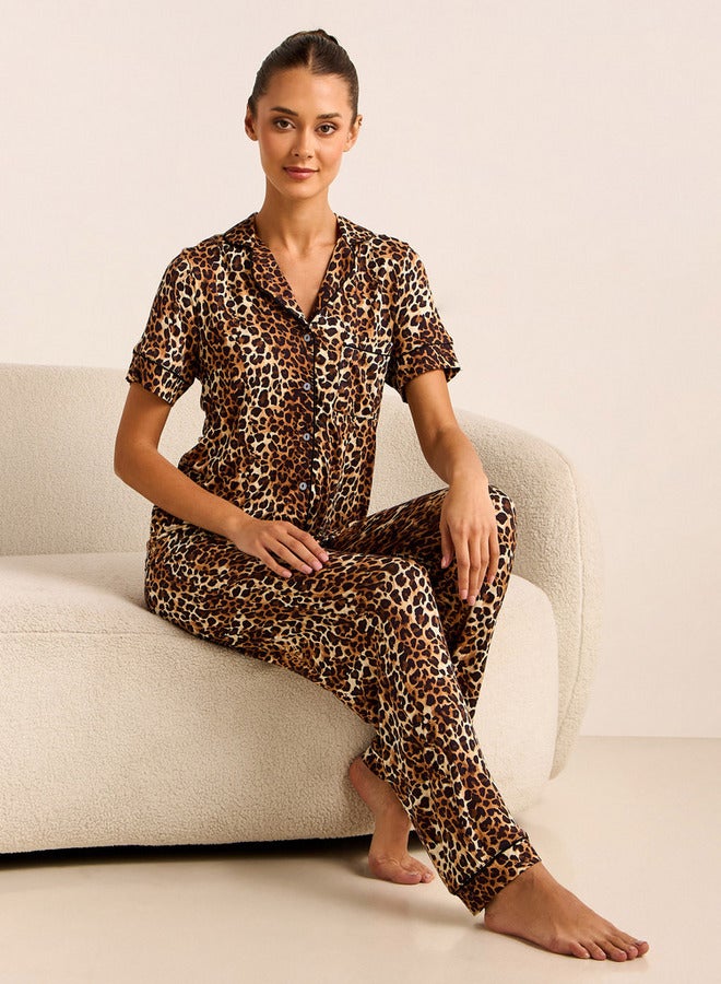 Splash FAV Animal Print Shirt and Pyjama Set - Image 2