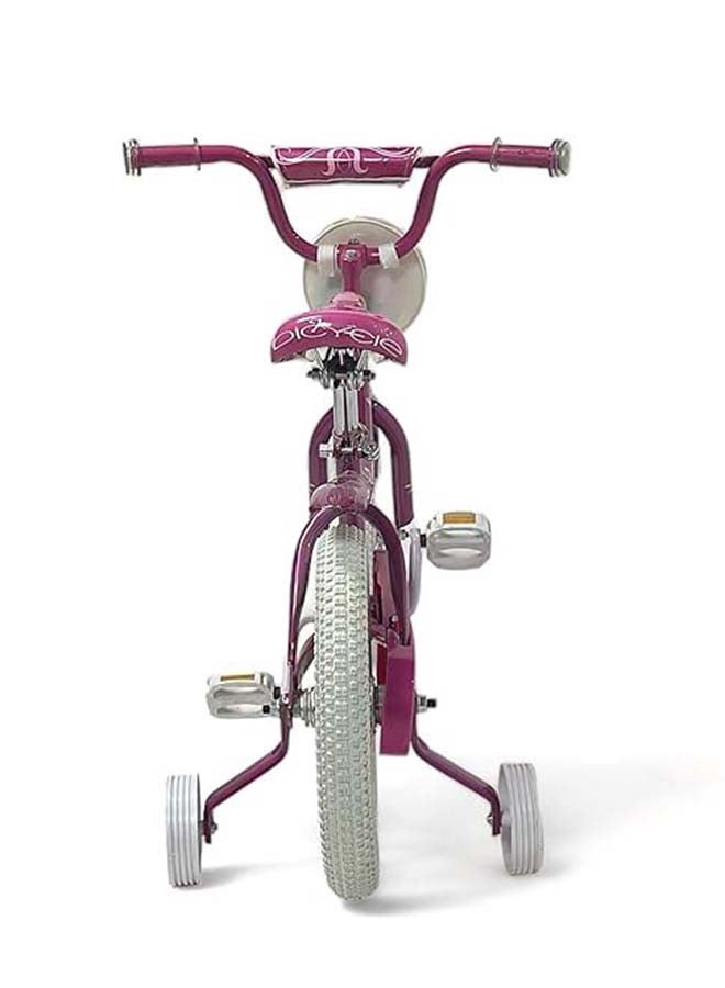 AL BADER Freestyle Kids Bike 14 Inch Bicycle for Girls Ages 5-7 Years, Purple Color, With Trainig Wheels, White Air Tires, With Small Bag, Hand & Foot Brakes. - Image 4