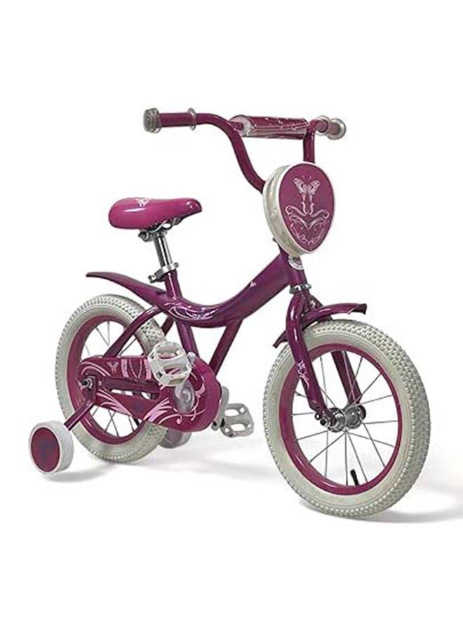 AL BADER Freestyle Kids Bike 14 Inch Bicycle for Girls Ages 5-7 Years, Purple Color, With Trainig Wheels, White Air Tires, With Small Bag, Hand & Foot Brakes. - Image 5