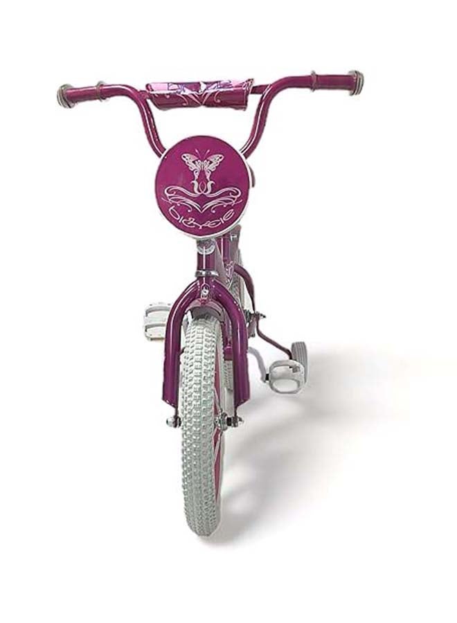 AL BADER Freestyle Kids Bike 14 Inch Bicycle for Girls Ages 5-7 Years, Purple Color, With Trainig Wheels, White Air Tires, With Small Bag, Hand & Foot Brakes. - Image 3