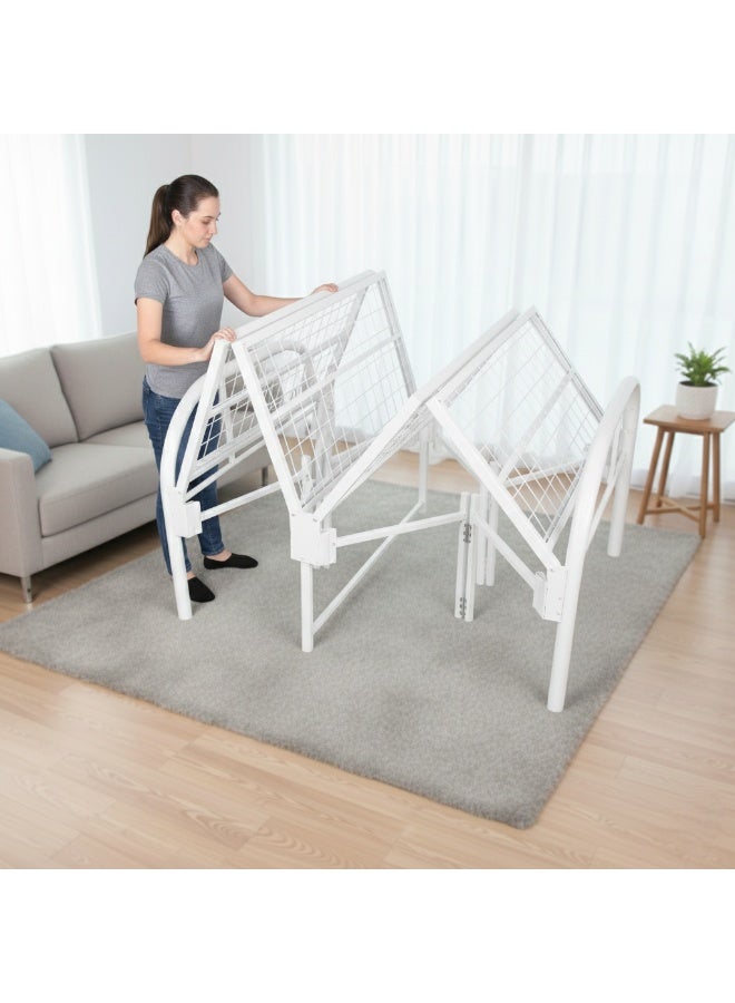 UNIKSAR Single Size Foldable Metal Platform Bed Frame, 90x190 cm Heavy-Duty Iron Slat Support, Space-Saving, No Box Spring Needed, Easy Assembly Guest Bed Base - Image 2