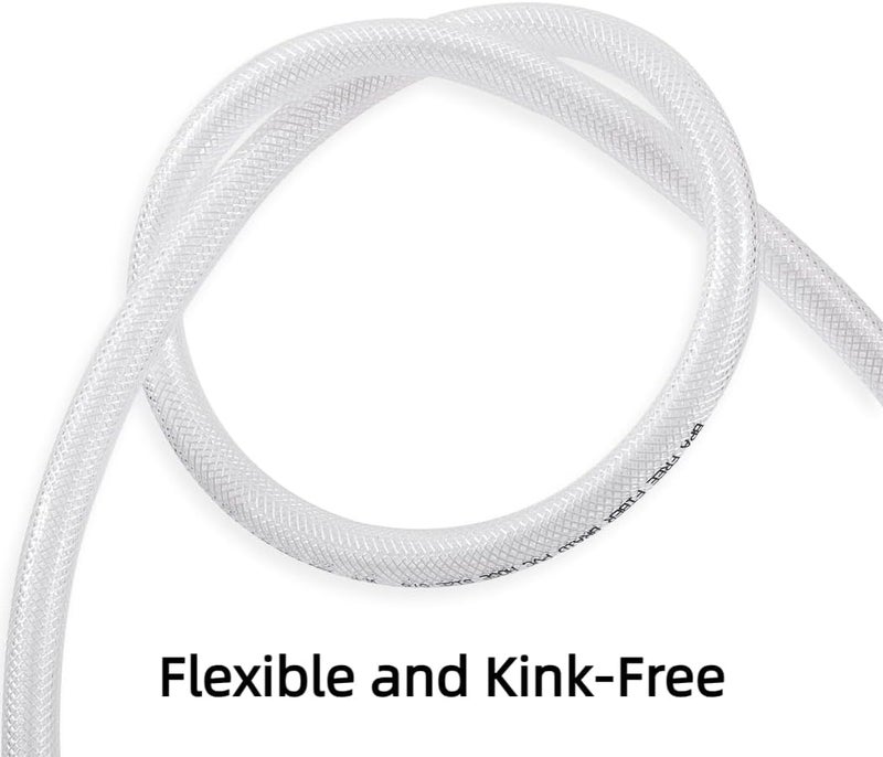 خرطوم PVC مضفر شفاف بقطر 8 مم × 13 مم (5/16 بوصة)، طول 5 أمتار، أنبوب معزز للخدمة الشاقة للاستخدامات عالية الضغط، مرن لأنابيب الماء والغاز والزيت، درجة غذائية - Image 4
