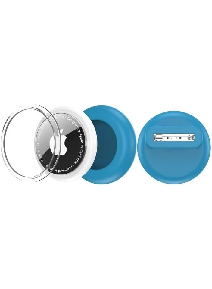 Compatible with Airtags Holder Kids Hidden,Silicone Case for AirTags with Invisible Pins, Anti Lost and Safety Pins Hidden Inside Clothes.Shoes.Backpack and Stroller for Children Elderly (Sky Blue) - Image 1