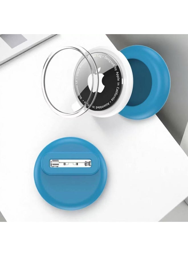 Compatible with Airtags Holder Kids Hidden,Silicone Case for AirTags with Invisible Pins, Anti Lost and Safety Pins Hidden Inside Clothes.Shoes.Backpack and Stroller for Children Elderly (Sky Blue) - Image 3