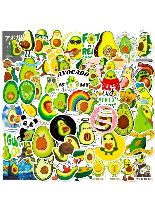 NIBEMINENT 50 Pcs Cartoon Avocado Deco Kit Waterproof Stickers, High Definition Printing Bright Colors, Suitable for Laptop Skateboard Luggage Water Bottle Guitar DIY - Image 2