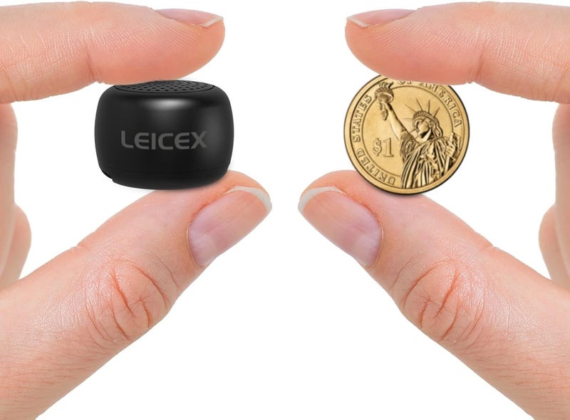 LEICEX Mini Portable Bluetooth Speaker, Small Wireless Speaker with Pocket Design, Waterproof, Mini Speaker Shower, Travel, Bedroom, Bike (Black), BTS0011 - Image 1