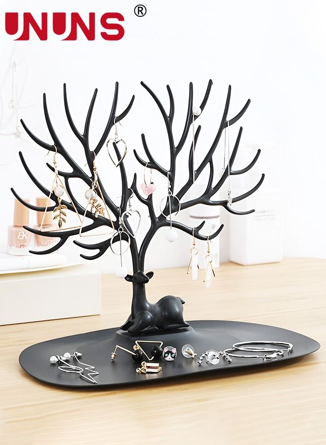 UNUNS حامل عرض المجوهرات، منظم مجوهرات بتصميم قرن الغزال، تخزين الملحقات لأقراط الخاتم والقلادة والسوار، مناسب لغرف المعيشة والحمامات والمكاتب - Image 1