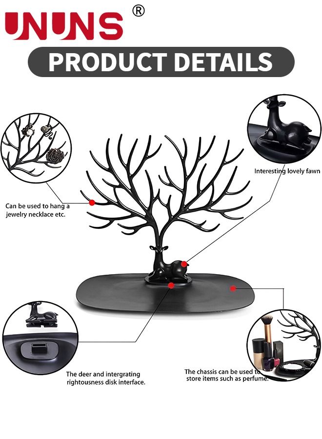 UNUNS حامل عرض المجوهرات، منظم مجوهرات بتصميم قرن الغزال، تخزين الملحقات لأقراط الخاتم والقلادة والسوار، مناسب لغرف المعيشة والحمامات والمكاتب - Image 2