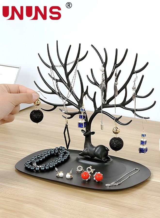 UNUNS حامل عرض المجوهرات، منظم مجوهرات بتصميم قرن الغزال، تخزين الملحقات لأقراط الخاتم والقلادة والسوار، مناسب لغرف المعيشة والحمامات والمكاتب - Image 5