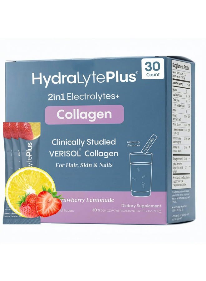 Hydralyte Verisol Collagen Packets with Electrolytes, Hydration Packets with Collagen for Women and Men, Electrolytes Powder with Collagen for Travel and Daily Hydration with Vitamin C (30 Count) - Image 1