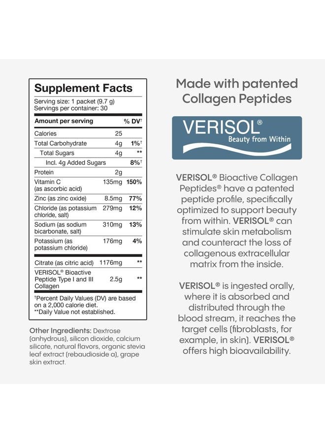 Hydralyte Verisol Collagen Packets with Electrolytes, Hydration Packets with Collagen for Women and Men, Electrolytes Powder with Collagen for Travel and Daily Hydration with Vitamin C (30 Count) - Image 2