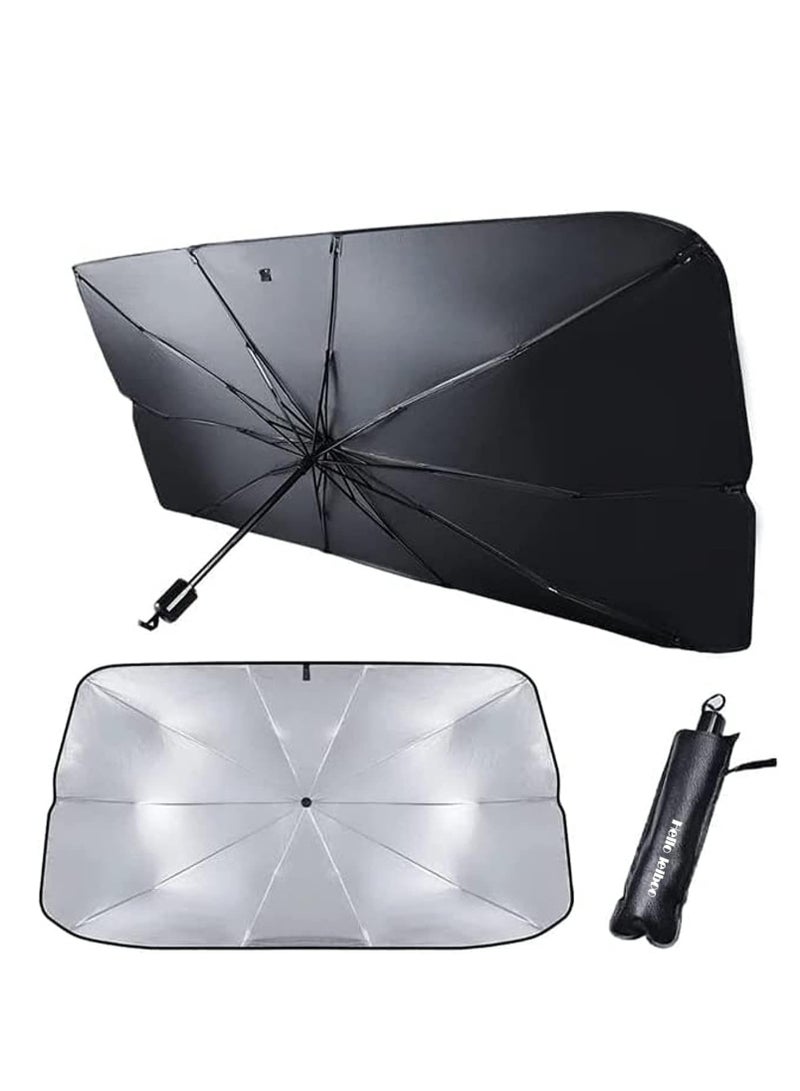 Generic Windshield Sun Shade Umbrella for Car - [Vinyl Coating] Protect Car from Sun Rays & Heat Damage Keep Cool and Protect Interior, Spring Structure Edge small(65 cm * 125 cm) - Image 1