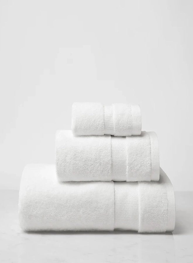Sferra Bello Nuovo Hand Towel 20" x 30" - 100% Long Staple Combed Cotton Towels, Highly Absorbent, Fade-Resistant, Luxurious Honeycomb Dobby Design, 700 GSM Bath Towel, White - Image 2