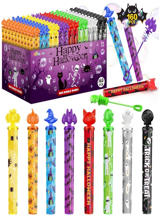 Shemira 160pcs Halloween Bubble Wands, Halloween Party Favors for Kids, Halloween Goodie Bags Fillers, Trick Or Treating Toys Bulk, for Kids, Halloweens' Miniatures Prizes - Image 1