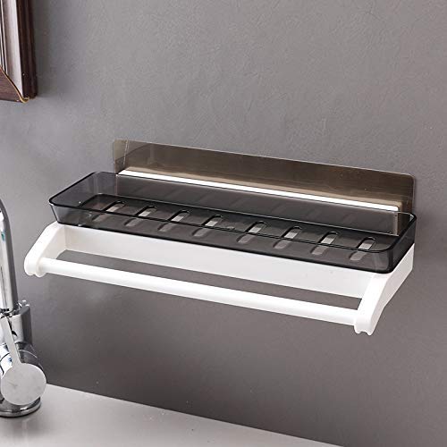 GREEYA Bathroom Wall Organizer - Shower Caddy Wall Mounted Adhesive with Towel Rack - Multipurpose Shampoo Holder for Shower Storage - NO Drilling - Image 1
