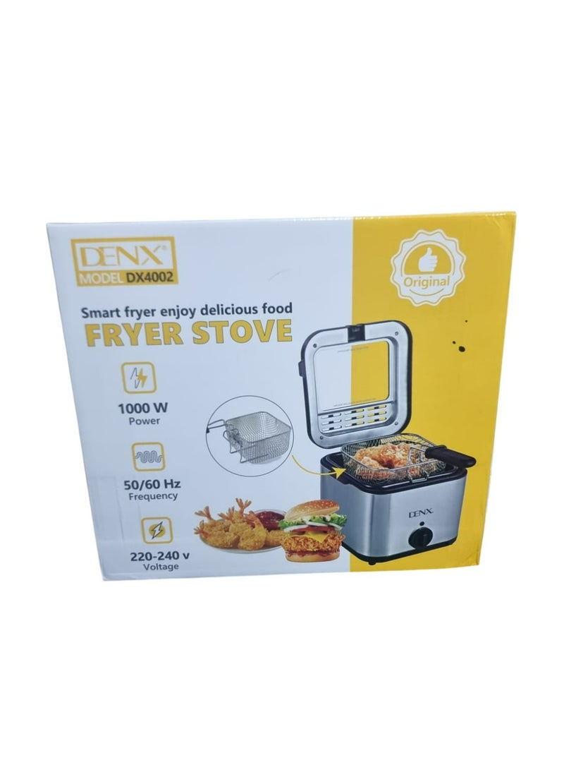 Denx Electric Deep Fryer 2.5L Tank Deep Fat Fryer with Viewing Window Temperature Up to 180°C Stainless Steel Chip Fryer Cold Zone Technology Removable Oil Basket Automatic Fryer 1000W - Image 1