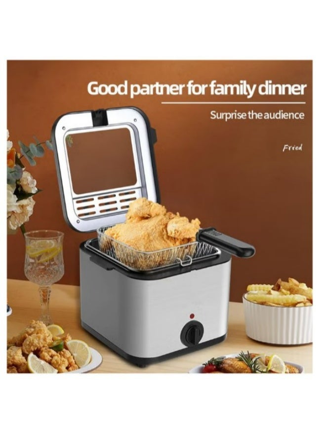 Denx Electric Deep Fryer 2.5L Tank Deep Fat Fryer with Viewing Window Temperature Up to 180°C Stainless Steel Chip Fryer Cold Zone Technology Removable Oil Basket Automatic Fryer 1000W - Image 4