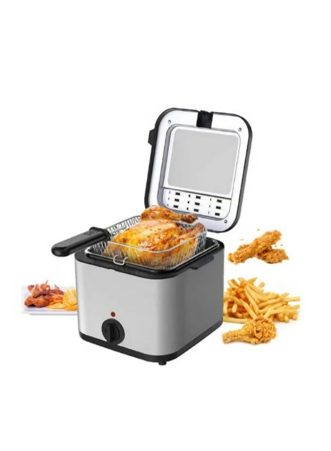 Denx Electric Deep Fryer 2.5L Tank Deep Fat Fryer with Viewing Window Temperature Up to 180°C Stainless Steel Chip Fryer Cold Zone Technology Removable Oil Basket Automatic Fryer 1000W - Image 3